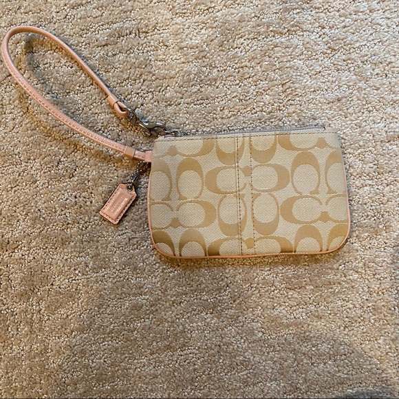 NEW Coach Wristlet Signature Collection Khaki/Pink - Picture 5 of 6